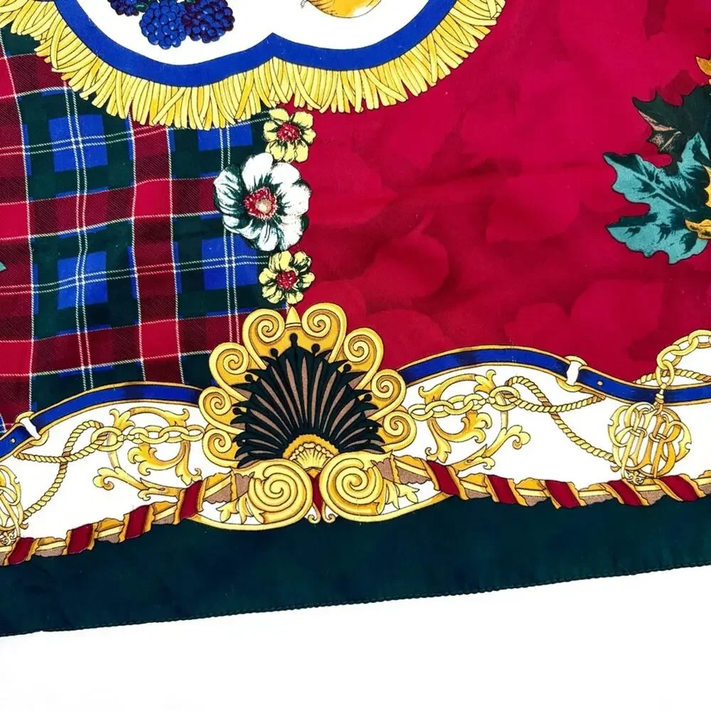 VTG Italian Square Scarf Set Paisley Floral Burgundy Gold Academia Preppy
